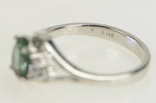 Load image into Gallery viewer, 14K Oval Tourmaline Diamond Cluster Statement Ring White Gold