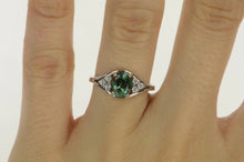 Load image into Gallery viewer, 14K Oval Tourmaline Diamond Cluster Statement Ring White Gold