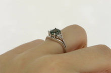 Load image into Gallery viewer, 14K Oval Tourmaline Diamond Cluster Statement Ring White Gold