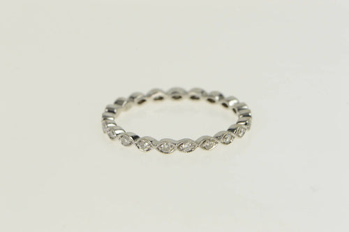 14K Ornate Scalloped Diamond Wedding Band Ring White Gold