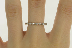14K Ornate Scalloped Diamond Wedding Band Ring White Gold