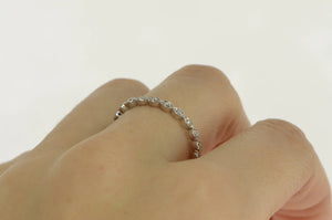 14K Ornate Scalloped Diamond Wedding Band Ring White Gold
