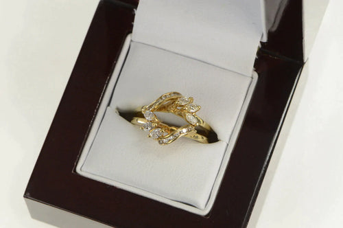 14K 0.75 Ctw Marquise Diamond Wedding Band Set Ring Yellow Gold