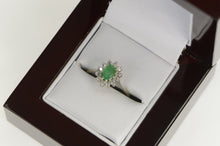 Load image into Gallery viewer, 14K Ctw Emerald Diamond Halo Engagement Ring White Gold