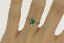 Load image into Gallery viewer, 14K Ctw Emerald Diamond Halo Engagement Ring White Gold