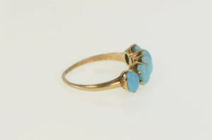 14K Victorian Five Stone Turquoise Statement Ring Yellow Gold