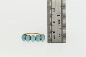 14K Victorian Five Stone Turquoise Statement Ring Yellow Gold