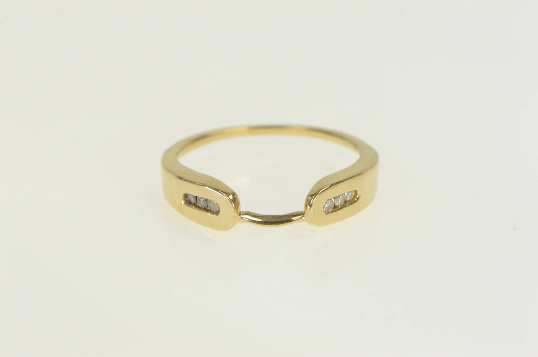 14K Diamond Classic Vintage Wrap Wedding Band Ring Yellow Gold