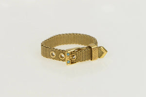 18K Victorian Turquoise Mesh Belt Buckle Chain Ring Yellow Gold
