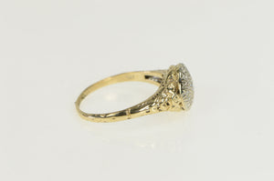 14K Art Deco Diamond Cluster Promise Engagement Ring Yellow Gold