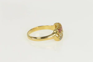 18K 1913 1.10Ctw OEC Diamond Sapphire Ruby Band Ring Yellow Gold