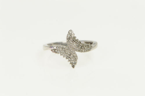 10K 0.25 Ctw Pave Diamond Encrusted Bypass Ring White Gold