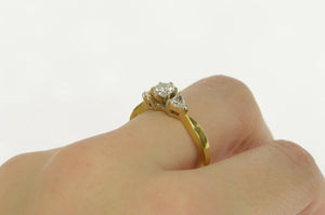 18K 1.30 Ctw VS Round Trillion Diamond Engagement Ring Yellow Gold