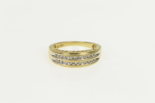10K Diamond Tiered Wedding Band I Love You Ring Yellow Gold