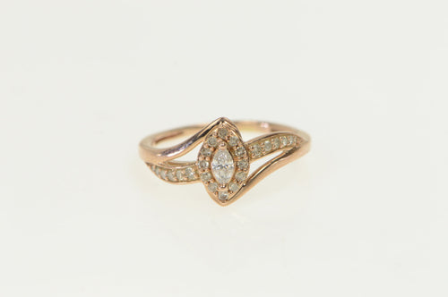 10K 0.35 Ctw Marquise Diamond Halo Bypass Ring Rose Gold