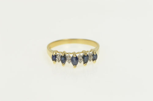 14K Marquise Sapphire Diamond Accent Vintage Ring Yellow Gold