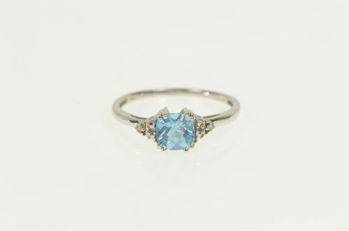 10K Cushion Blue Topaz Diamond Engagement Ring White Gold