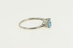 10K Cushion Blue Topaz Diamond Engagement Ring White Gold