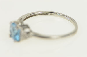 10K Cushion Blue Topaz Diamond Engagement Ring White Gold