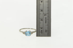 10K Cushion Blue Topaz Diamond Engagement Ring White Gold