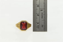 Load image into Gallery viewer, 10K 1940&#39;s Emerald Cut Garnet Squared Statement Ring Yellow Gold