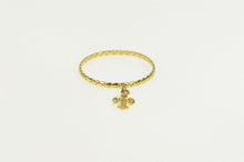 Load image into Gallery viewer, 18K Fleur De Lis Dangle Charm Statement Ring Yellow Gold