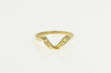 Load image into Gallery viewer, 14K Grooved Chevron Curved Wedding Band Ring Yellow Gold