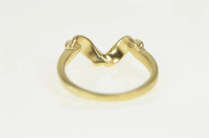 14K Grooved Chevron Curved Wedding Band Ring Yellow Gold