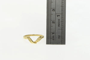 14K Grooved Chevron Curved Wedding Band Ring Yellow Gold