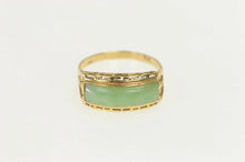 Load image into Gallery viewer, 14K 1960&#39;s Squared Jade Inlay Statement Ring Yellow Gold