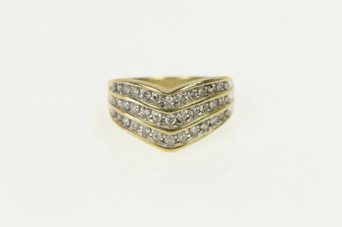 10K 0.50 Ctw Diamond Chevron Tiered Row Band Ring Yellow Gold