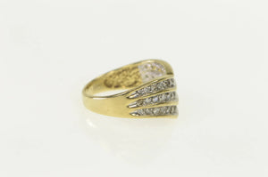 10K 0.50 Ctw Diamond Chevron Tiered Row Band Ring Yellow Gold