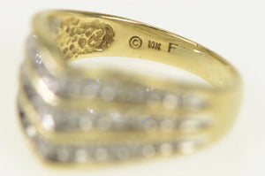 10K 0.50 Ctw Diamond Chevron Tiered Row Band Ring Yellow Gold