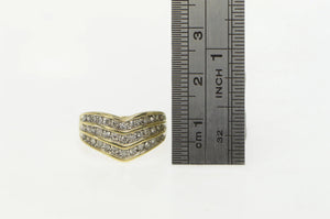 10K 0.50 Ctw Diamond Chevron Tiered Row Band Ring Yellow Gold