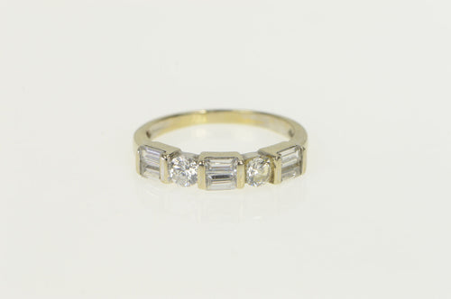 10K Baguette & Round Classic Travel Wedding Ring White Gold