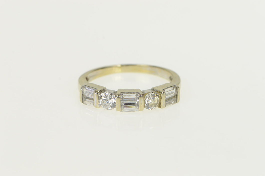 10K Baguette & Round Classic Travel Wedding Ring White Gold