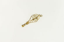 Load image into Gallery viewer, 10K Victorian Sapphire Seed Pearl Ornate Drop Pendant Yellow Gold