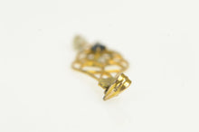 Load image into Gallery viewer, 10K Victorian Sapphire Seed Pearl Ornate Drop Pendant Yellow Gold
