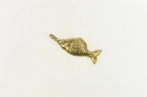 14K 3D Puffy Fish Pisces Astrology Zodiac Sign Charm/Pendant Yellow Gold