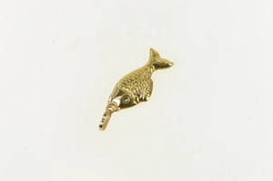 14K 3D Puffy Fish Pisces Astrology Zodiac Sign Charm/Pendant Yellow Gold