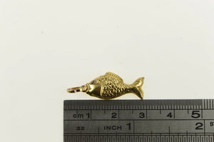 14K 3D Puffy Fish Pisces Astrology Zodiac Sign Charm/Pendant Yellow Gold