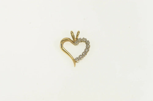 10K Diamond Classic Heart Love Symbol Pendant Yellow Gold