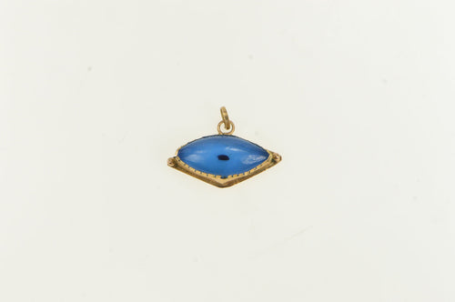 14K Vintage Handmade Nazar Evil Eye Blue Glass Charm/Pendant Yellow Gold