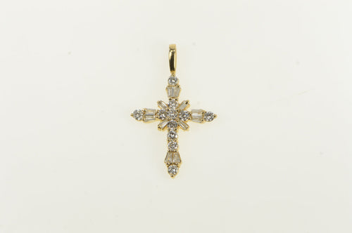 14K 1.38 Ctw Diamond Cross Christian Faith Pendant Yellow Gold