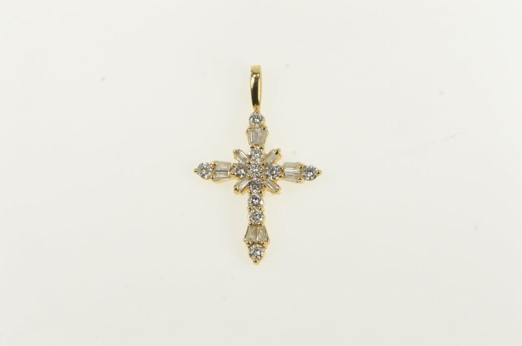 14K 1.38 Ctw Diamond Cross Christian Faith Pendant Yellow Gold