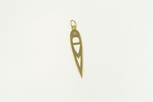 14K Diamond Geometric Abstract Teardrop Charm/Pendant Yellow Gold