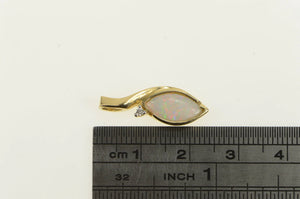 14K Marquise Opal Diamond Accent Vintage Pendant Yellow Gold