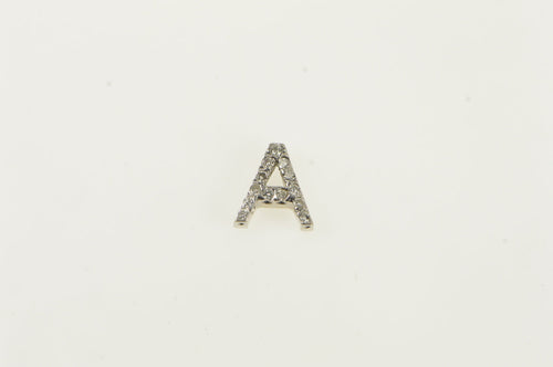 14K Diamond Encrusted Letter A Monogram Charm/Pendant White Gold