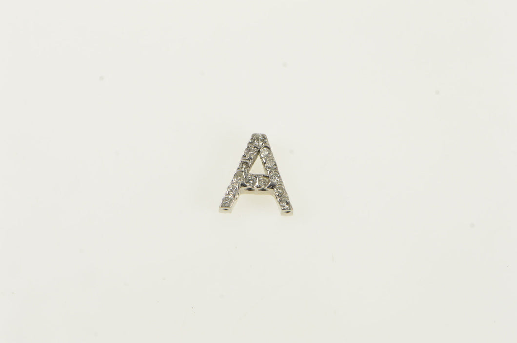 14K Diamond Encrusted Letter A Monogram Charm/Pendant White Gold