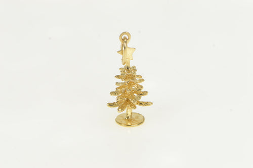 14K 3D Christmas Holiday Tree Tradition Charm/Pendant Yellow Gold
